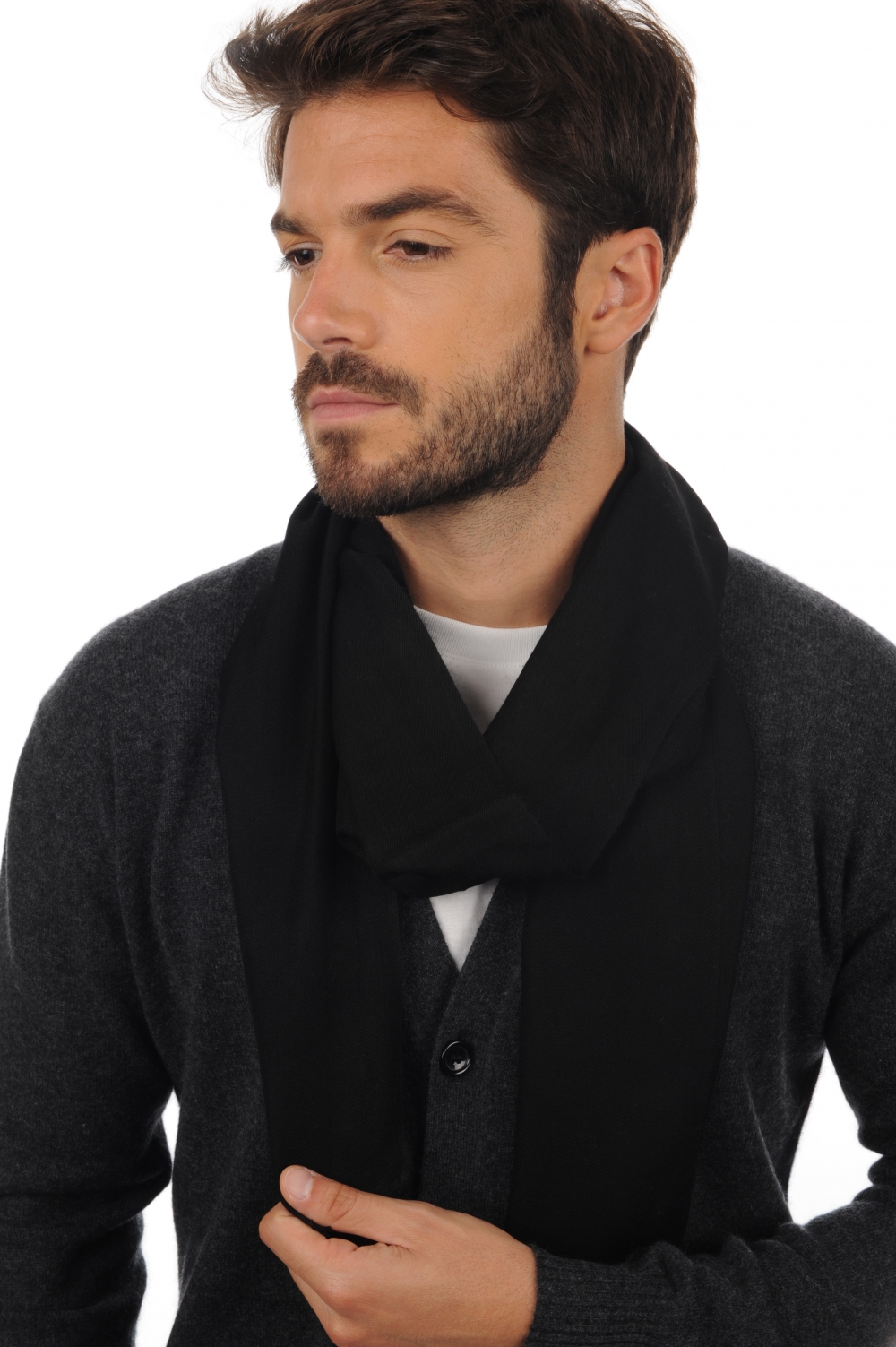 Cashmere & Silk accessories scarf mufflers scarva black 170x25cm